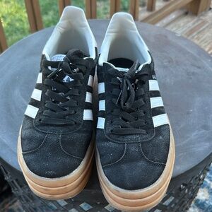 Adidas Black and White Suede Sneakers with Gum Soles